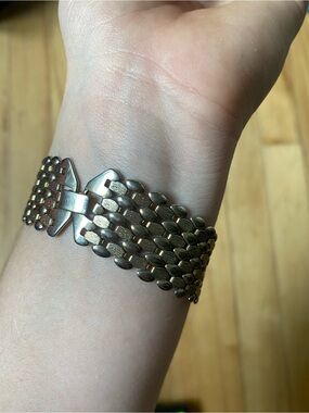 Gold-Tone Mesh Chain Bracelet Secure Clasp